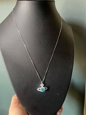 Vivienne Westwood Ariella Inspired 1ct Blue Moissanite Necklace